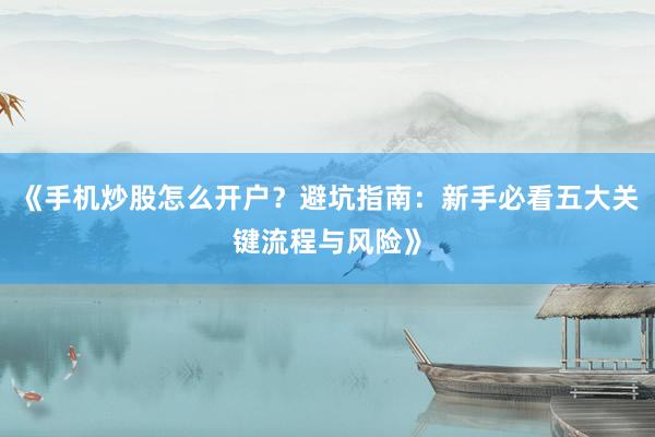 《手机炒股怎么开户？避坑指南：新手必看五大关键流程与风险》