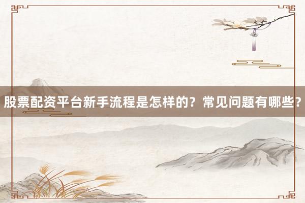 股票配资平台新手流程是怎样的？常见问题有哪些？