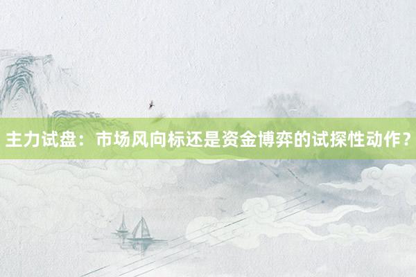 主力试盘：市场风向标还是资金博弈的试探性动作？