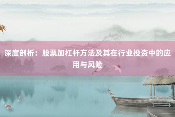 深度剖析：股票加杠杆方法及其在行业投资中的应用与风险