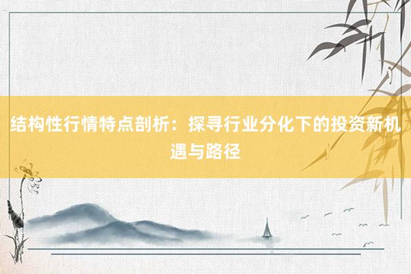 结构性行情特点剖析：探寻行业分化下的投资新机遇与路径